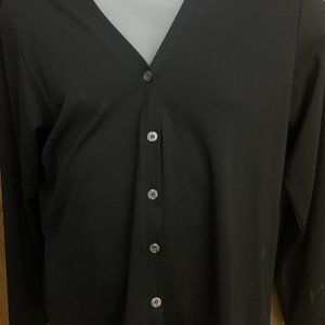 Kathy Ireland Size L Women's Black Button Down Long Sleeve Blouse NWT FREE SHIP